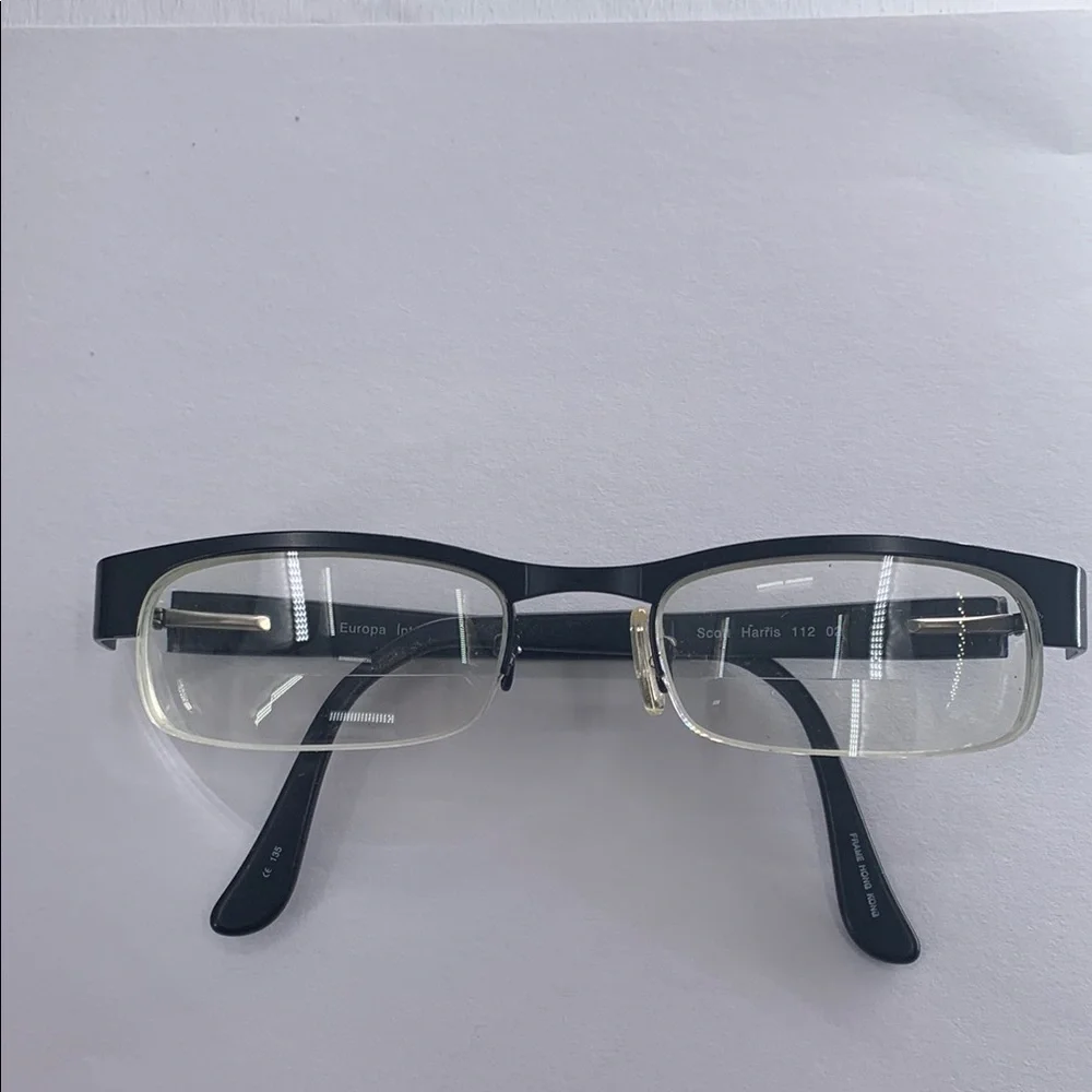 Scott Harris 112 Europa International Eyeglasses Frame Women's Black Half Rim